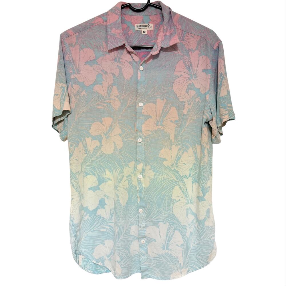 THE ENDLESS SUMMER Men's Hawaiian Tropical Button Down Shirt Size Medium Ombre